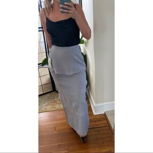 Jovani Light Grey Maxi Skirt